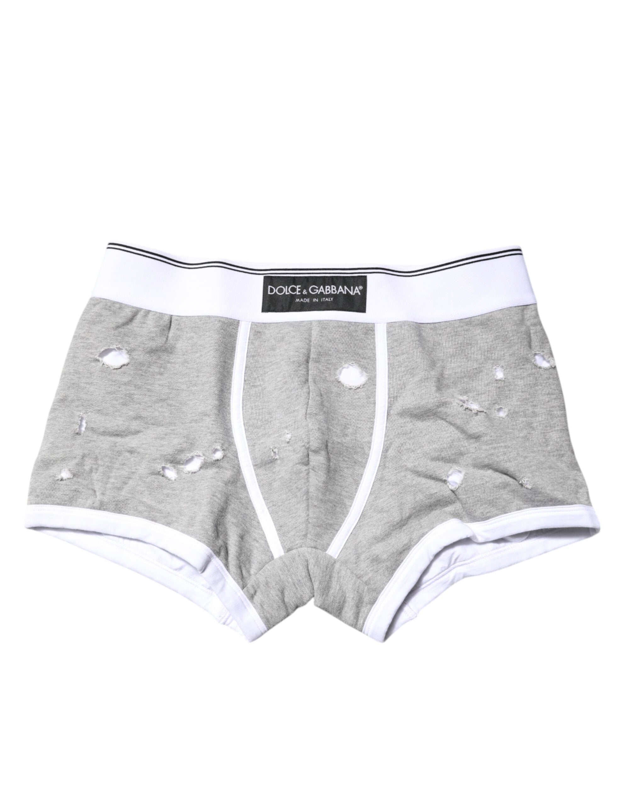 Dolce & Gabbana Gray Cotton Stretch Regular Boxer Underwear